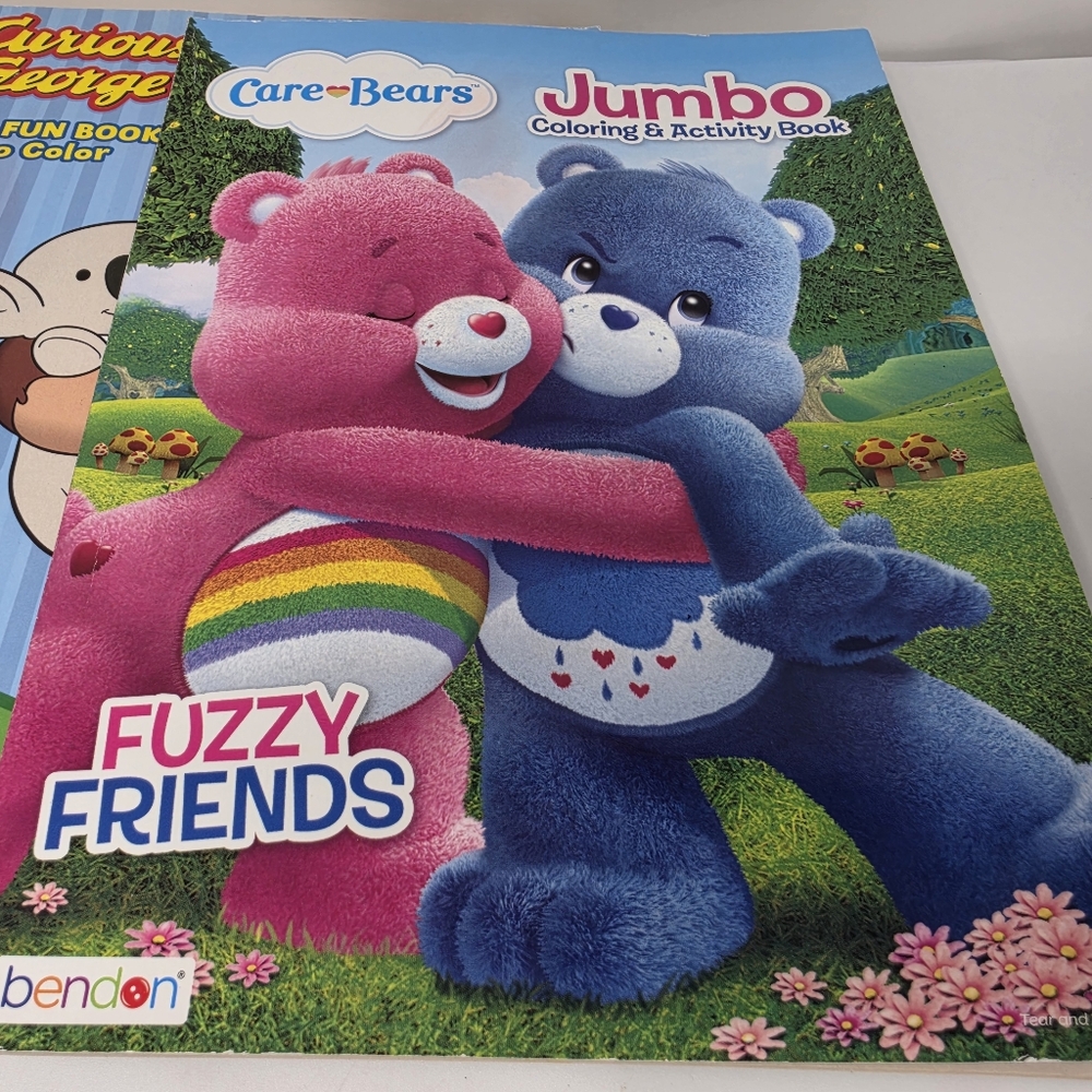 Coloring Books Curious George Care Bears Sesame Lot of 3